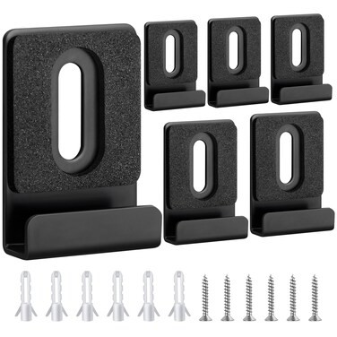 LOQRON Mirror Clips for Wall Mounting, 6 Pack Mirror Hanger Clips with Screws, Mirror Holder Clips for Large Heavy Frameless Mirror, Billboard, Hanging Picture - Black