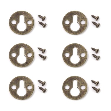 Honbay 50PCS Metal Round Shaped Keyhole Shelf Bracket Hangers with Screws for Picture Frame Hanging (Bronze)