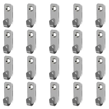 Adiyer 20pcs Heavy Duty Hanger 304 Stainless Steel Wall Mounted Mini J Hook for Mirror Picture Frames Hanging Wire/D Rings/Keyhole Hangers