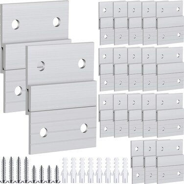 Therwen 40 Pcs French Cleat Picture Hanger Kit Heavy Duty Mirror Wall Mounting Brackets Z Clip Mirror Hanging Hardware Aluminum Hanger Supports (2 Inch)