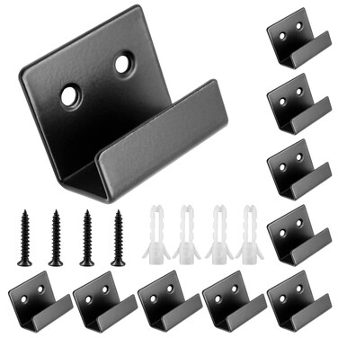 Luomorgo 10 Pcs Tile Display Wall Hanger, Stainless Steel Wall Mount Brackets Hook, Heavy Duty Tile Hanger for Mirrors, Picture Frame Ceramic Wall Display (Large Size, Black)
