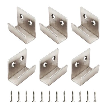 Mounting Bracket Stainless Steel U Brackets 40x35mm Mirror Brackets Hanging Kit Wall Hanger Hardware Fastener Bracket Heavy Duty Tile Bracket Hanger with Screws - 6 Packs (Silver)