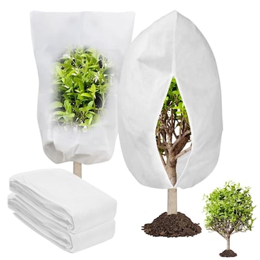 Winter Plant Covers Freeze Protection,Plant Covers Freeze Protection,2 Pack 47.3" X 71" Plant Covers,with Drawstring and Zipper,Frost Blankets for Outdoor Plants,Frost Cloths for Outdoor Plants,White