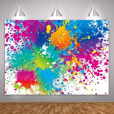 MTMETY 9x6Ft Colorful Splatter Background Abstract Background Paint Splash Backdrop Video Studio Photograph Photo Booth Props Backdrop ME594