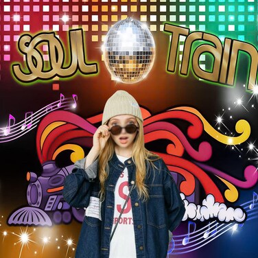 70's and 80's Disco Dancing Prom Party Decor Photo Background 6X6FT 70's Theme Photography Backdrop Neon Glow Photo Background Studio Props Banner