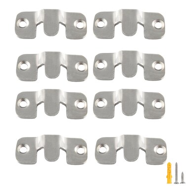 bociloy 4 Pairs Flush Mount Bracket, Stainless Steel Headboard Wall Mounting Brackets, 44x19mm Interlocking Furniture Connector for Large Picture Hanging and Sectional Couch Connectors, Small