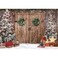 Felortte 7x5FT Polyester Fabric Winter Christmas Rustic Barn Wood Door Photography Backdrop Xmas Tree Snow Background Banner for Family Holiday Party Decoration Supplies Photo Studio Props Pictures