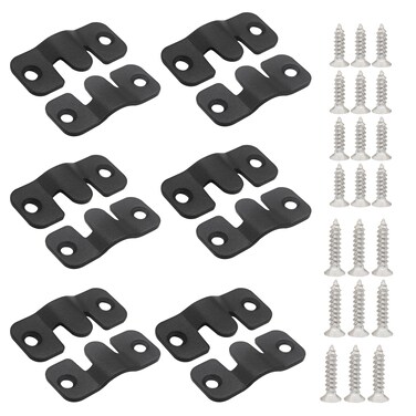 LifCratms 6 Pairs Flush Mount Bracket, 44 x 19mm Interlocking Photo Frame Hangers, Stainless Steel Picture Hooks Z Clip Bracket Interlock Hanging Buckles for Picture Display (Black, 6 Sets)