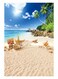Allenjoy 95" x 141" Summer Tropical Seaside Beach Backdrop Hawaii Island Palm Trees Photography Background for Pictures Sea Luau Themed Party Kids Portrait Decorations Photo Booth Studio Props