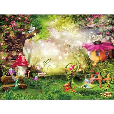 SeekPro 8x6ft Enchanted Forest Photo Background Fairy Tale Magic Big Tree Mushroom Princess Girl Birthday Party Decorations Banner Backdrops for Photography P3520W-D