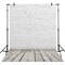 Allenjoy 6x8FT Fabric White Brick Wall Grey Wood Floor Photo Backdrop for Photography Portrait Background Newborn Baby Photoshoot Children Under 3 Years Old Photo Background Photographer Props