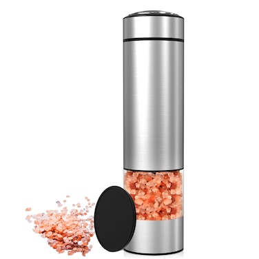 innhom Electric Salt Grinder Pepper Grinder Battery Operated Stainless Steel Pepper Mill Automatic Salt and Pepper Grinder with Adjustable Coarseness, 1 Pack
