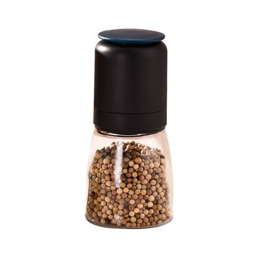 Manual Glass Salt Pepper Grinder, Refillable Spice &amp; Salt Shaker with Adjustable Coarseness Ceramic Mills for Spices, Black Peppercorn, Himalayan Or Sea Salts (Blue)