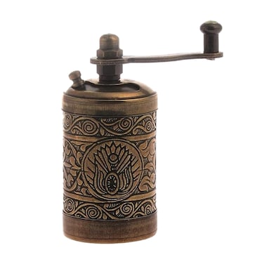 LaModaHome Copper Manual Hand Grinder Mill for Turkish Greek Arabic Coffee Beans &amp; Spice Pepper Salt, Brass
