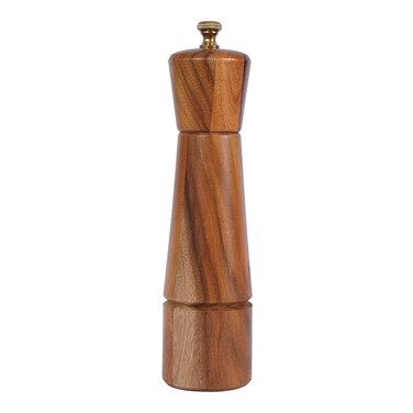 DeroTeno Pepper Grinder, Pepper Mill with Adjustable Stainless Steel, Acacia Wood, 22 cm Height, Bottom Dia: 5.5 cm, Upper Dia: 5 cm (Tray is NOT Included)
