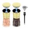 vzaahu Golden Salt and Pepper Grinders with Funnel, Brush - Adjustable Coarseness Shiny Gold Cap Seasalt Peppermill Set Refillable with Magnetic Lid, for Modern, Kitchen Decoration Gift