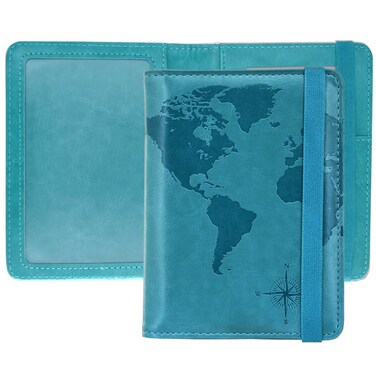 kandouren Passport and Vaccine Card holder Cover Case,Travel Accessories for Men and Women, Passport Wallet with Vaccine Card Protector Slot(green map)