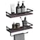 BESy Floating Shelves Wall Mounted Storage Shelves with Towel Rack Rails Bar, Paper Towel Holder with Shelf for Kitchen, Bathroom Tissue Roll Hanger, Matte Black Metal Frame, Set of 2 Purple
