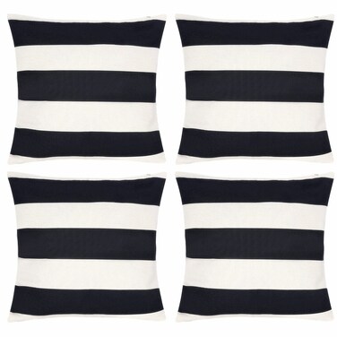 tiggell 4 Pack Waterproof Pillow Covers Outdoor Throw Pillowcases Decorative Garden Cushion Case for Home Garden Patio Couch Balcony Striped (18 * 18 inch, Black &amp; White)
