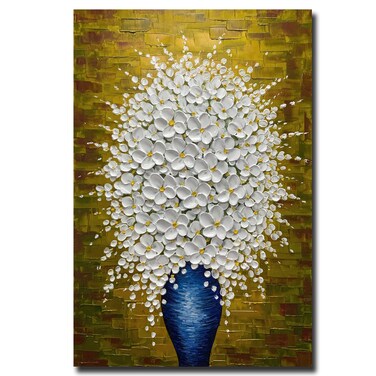 V-inspire Art,24x36 Inch Plump Floral Canvas Hand drawn Framed Blossom Tree Oil Painting on Canvas Gallery Wrapped Flower Paintings Living Room Traditional Ornament