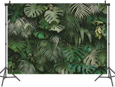 Vinyl 9x6ft Green Tropical Palm Leaves Picture Photography Backdrop Jungle Safari Plants Photo Background for Hawaiian Luau Party Decor Banner Birthday Baby Shower Supplies