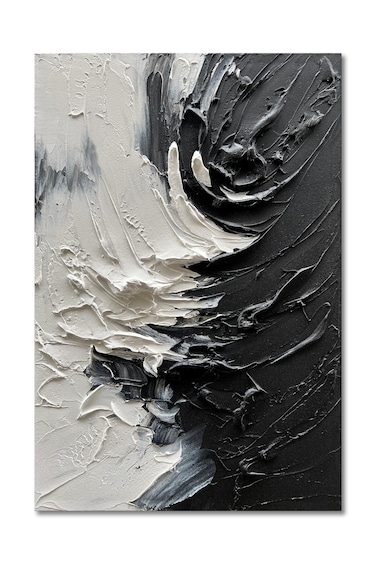 NANKAI Art Hand-painted Thick texture black and white minimalist oil painting 36x24 inches home wall art Deco oil painting