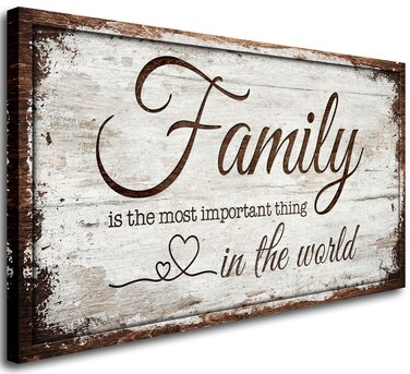 Family is Important Quotes Canvas Wall Art for Living Room Family Wall Art Family Prints Signs Framed Family Wall Decor Retro Picture Painting Artwork for Bedroom,Dining Room,Farmhouse,Home Wall