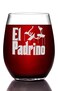 El Padrino Etched Stemless Wine Glass - Premium Quality, Handcrafted Glassware, 15oz. - Perfect Collectible Gift for The Godfather Movie Enthusiasts