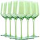 Physkoa Green Wine Glass Set of 6 - Unique Hand-Blown Long Stem Wine Glasses Set of 6 Bar Party Wine Glasses