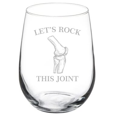 MIP Wine Glass Goblet Let's Rock This Joint Funny Physical Therapist Therapy Doctor DPT Gift (17 oz Stemless)