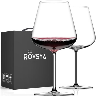 OJA Wine Glasses Set of 2, Large Red Wine Glass, 28 oz Hand Blown Crystal Clearer, Lighter for Tasting, Gift Packaging for Halloween, Birthday, Anniversary, Wedding