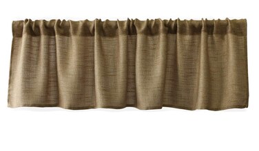 Valea Home Burlap Natural Tan Valance Rod Pocket Window Curtain Valance Rustic Home D&Atilde;&copy;cor 56 by 14 Inches