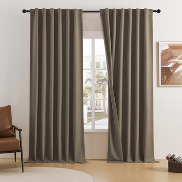 Blackout Curtains 108 Inch Extra Long Thermal Insulated Window Treatment Panels Room Darkening Blackout Drapes for Living Room Back Tab/Rod Pocket&iuml;&frac14;&OElig;50 x108 Inch,Chocolate Brown,2 Panels&iuml;&frac14;&OElig;9ft Tall