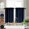 Bathroom Window Curtain,Short Curtains for Bedroom Kitchen Small Windows,Navy Blue,24 Inch Length