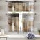Tayney Brown Kitchen Curtains Grey Beige Window Curtains Valance and Tier Set 36 Inch, Modern Rod Pocket Short Tier Curtain, Abstract Art Small Cafe Curtains for Kitchen Decor