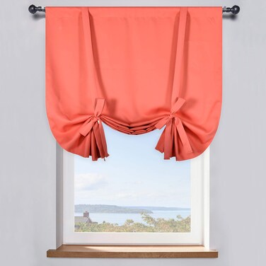 DONREN Coral Balloon Shades Blackout Tie Up Curtain Valance - Adjustable Thermal Insulated Kitchen Window Curtain (42 W x 45 inches Long,1 Panel)