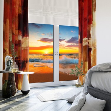 Burnt Orange Blackout Curtains 2 Panels for Living Room Terracotta Abstract Rust Art Painting Curtain 84 inch length Thermal Insulated Grommet Window Treatment Panel for Bedroom Hotel, 52"x84