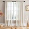SHINELAND 90 inches Long Cream Beige Natural Linen Sheer Window Treatments Curtain Panels Drapes for Living Room 2 Panels Rod Pocket Neutral Boho Curtains for Bedroom,52x90 Inch Length