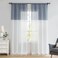 Central Park Navy and White Stripe Sheer Color Block Window Curtain Panel Linen Drape Treatment for Bedroom Living Room Farmhouse 63 inches Long with Rod Pocket,2 Panel Rustic Living Panels
