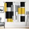 Tayney Yellow Kitchen Curtains 63 Inch Length Geometric Window Curtains Over Sink Set of 2, Black Grey White Curtain for Bedroom Living Room, Modern Abstract Kitchen Decor 42x63 Inch
