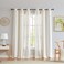 Central Park Beige White Stripe Farmhouse Curtains Semi-Sheer Rayon Blend Heavy Linen Texture Window Curtain Panel 6 Grommets Treatment for Living Room/Bedroom, Set of 2, 44" x 95" Each