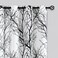 FMFUNCTEX Linen Semi Sheer Curtains for Bedroom, Black White Curtains 96 Inches Long for Living Room, Grey Tree Branch Patterned Curtain Light Filtering Farmhouse Window Drapes, Grommet Top 2 Panels