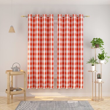 NATUS WEAVER Buffalo Check Curtains 72 inches Long Basement Red and White Gingham Plaid Kitchen Window Curtain Panels Living Room Checker Drapes Bedroom Grommet Top Window Treatment 2 Panels