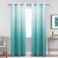 DWCN Ombre Sheer Curtains - Faux Linen Gradient Grommet Top Semi Voile Drapes for Bedroom and Living Room, Set of 2 Window Curtain Panels, 42 x 96 Inches Long, Teal