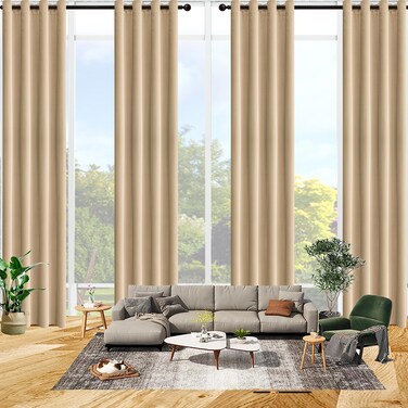 Qiseca Extra Long Curtains High Ceiling Drapes 12Ft for Living Room, Tall Windows Custom Made 2 Story Blackout Curtains for High Living Room Bedroom Loft Theater W52xL144 Inches Long 1 Panel, Beige