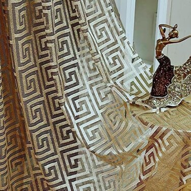 MYRU 1 Pair Black and Gold Sheer Curtains for Living Room Luxury Tulle Curtains (Gold,2 Panels 54 Inches by 96 Inches)