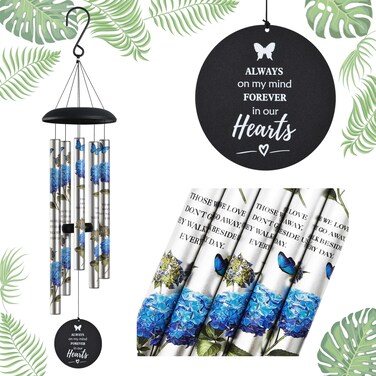 Blue Hydrangea Wind Chimes for Outside,Memorial Wind Chimes for Loss of Loved One Mother Father,Memorial Gifts,Sympathy Gift Baskets &amp; Bereavement Gift idea,Wind Chime in Memory of a Loved One Mom