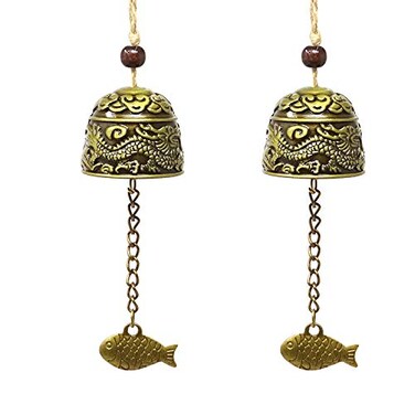 Honbay 2PCS Vintage Wind Chimes Good Luck Wind Chimes Bells (Dragon)