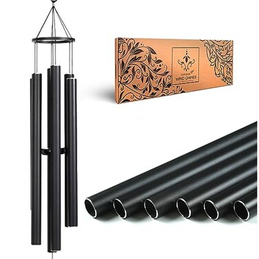 Vanquer Large Wind Chimes for Outside Deep Tone - 48'' Wind Chimes Outdoor Clearance, Deep Tone Wind Chimes, Windchimes Outdoors, Memorial Wind Chimes, Sympathy Gift, Garden Patio, Home D&Atilde;&copy;cor (Black)