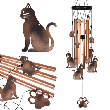Cat Wind Chimes for Home, Patio, Backyard, Garden Cats Decor, Cats Wind Bells, Mobile Cat Wind Catcher, Indoor/Outside Kittens Wind Chimes Festival Decoration, Gifts for Mom, Grandma, Neighbor, Sister